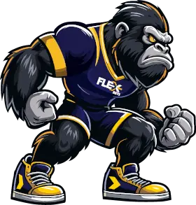 Gorilla mascot in a FlexBets jersey